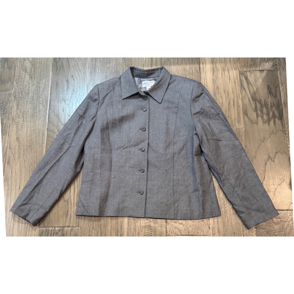 Pendleton 100% Virgin Wool Gray Career Blazer Jacket Women's Size 14 Made USA